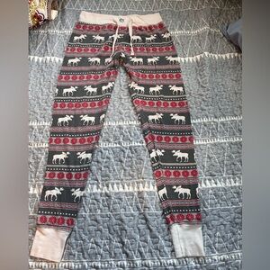 Lazy One PJ legging moose fair isle pajama bottom size large see my listings